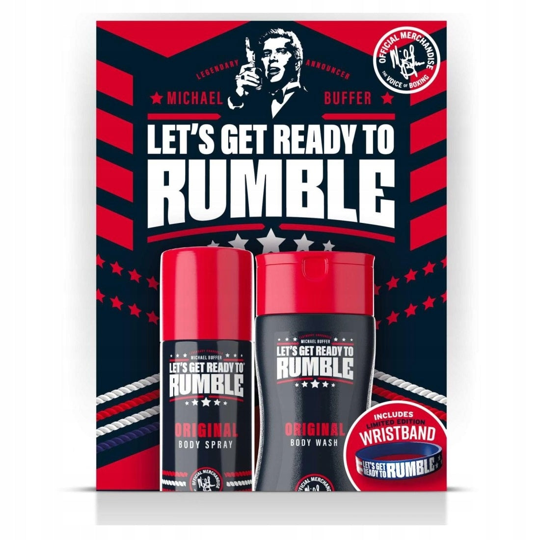 Michael Buffer Let's Get Ready To Rumble Gift Set 250ml Shower Gel + 150ml Body Spray + Wristband