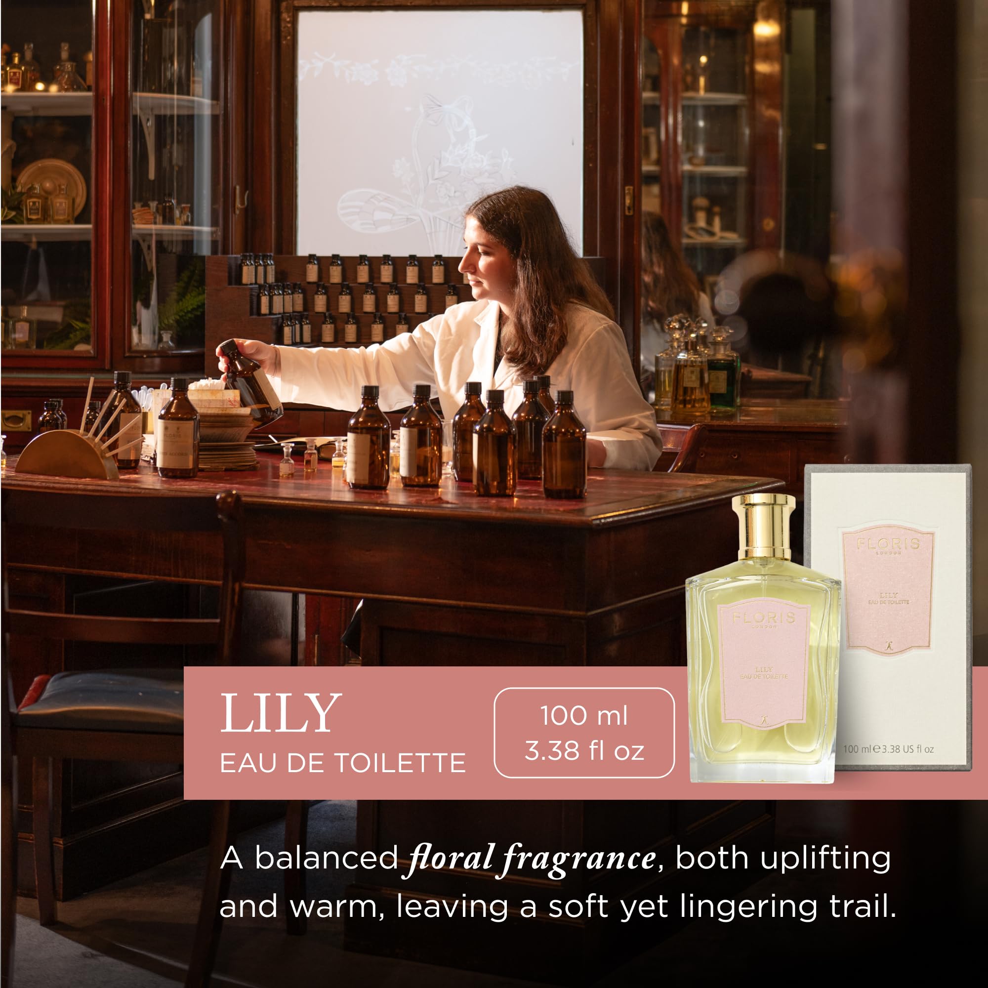 Floris London Lily Eau de Toilette (100 ml) | Enchanting & Uplifting Floral Fragrance | Delicately Enhanced with Egyptian Jasmine & Bulgarian Rose | Perfect for Everyday Wear | Fresh & Feminine Scent