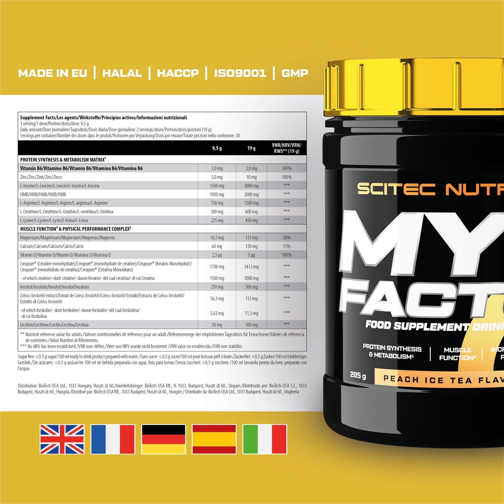 SciTec MyoFactor Peach Ice Tea - 285g - Sense42 Beauty and Health