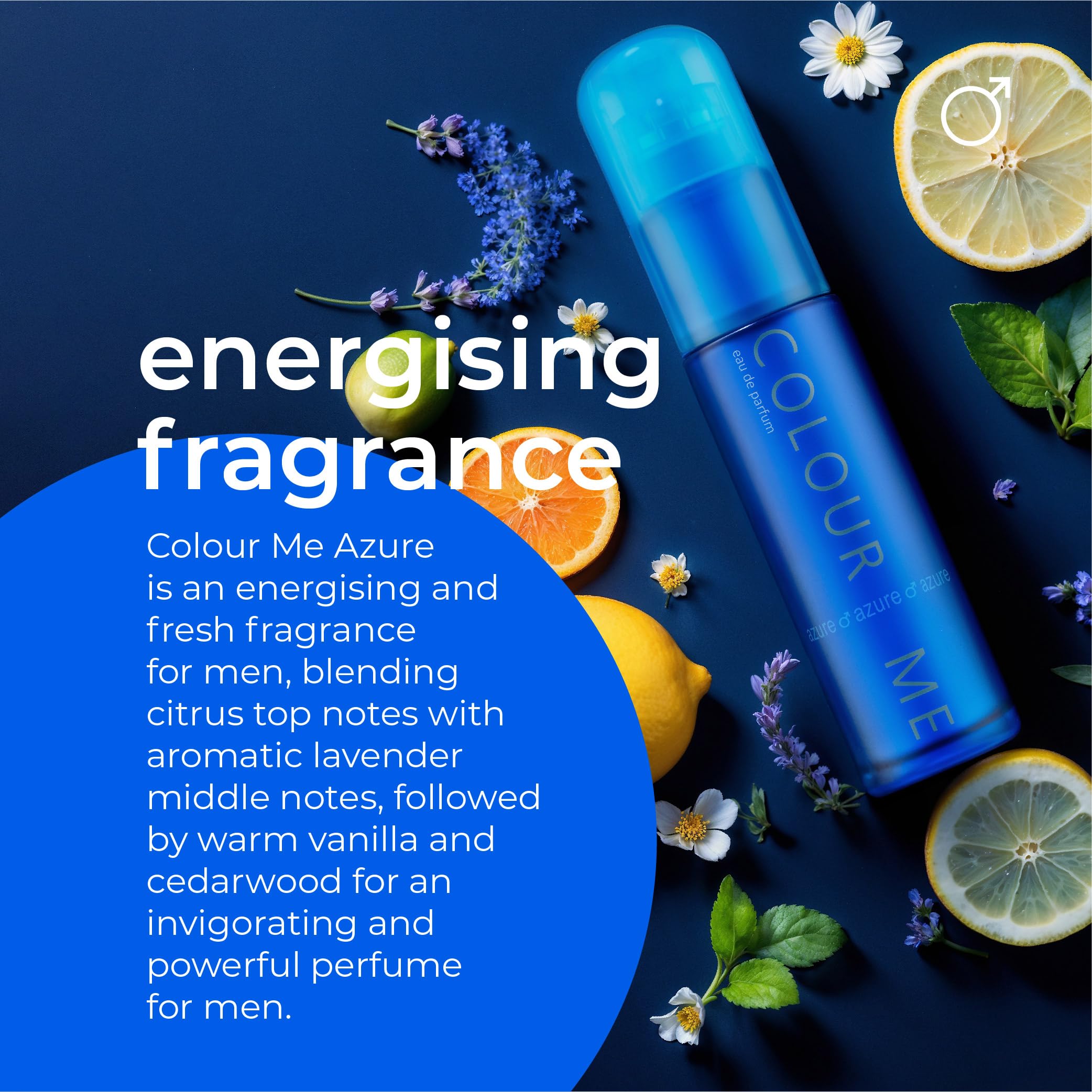 COLOUR ME Azure Perfume for Men. 50ml Eau de Parfum Men, Luxury Fragrance - Mens Aftershave, Long Lasting Fragrance for Men by Milton-Lloyd