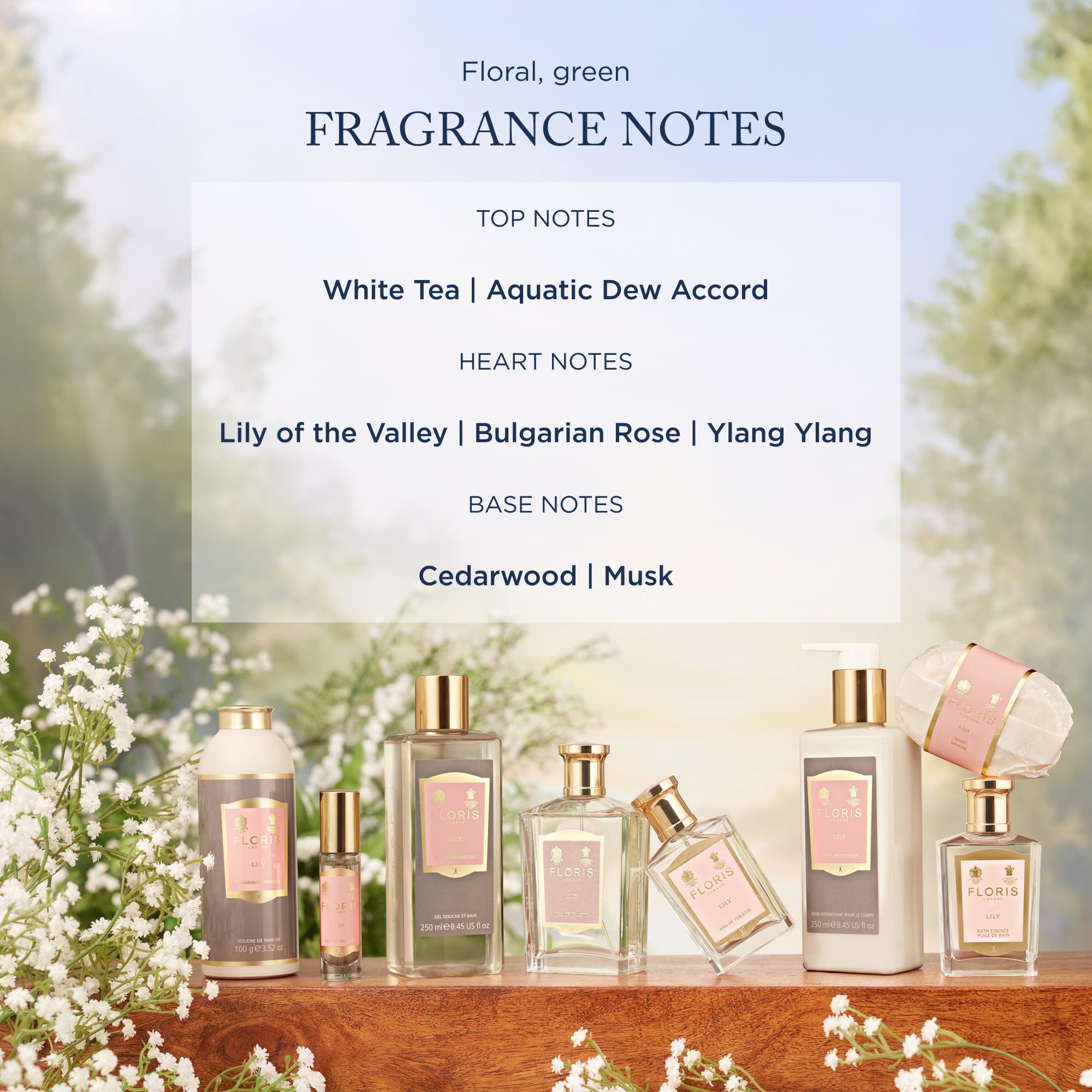 Floris London Lily Eau de Toilette (100 ml) | Enchanting & Uplifting Floral Fragrance | Delicately Enhanced with Egyptian Jasmine & Bulgarian Rose | Perfect for Everyday Wear | Fresh & Feminine Scent