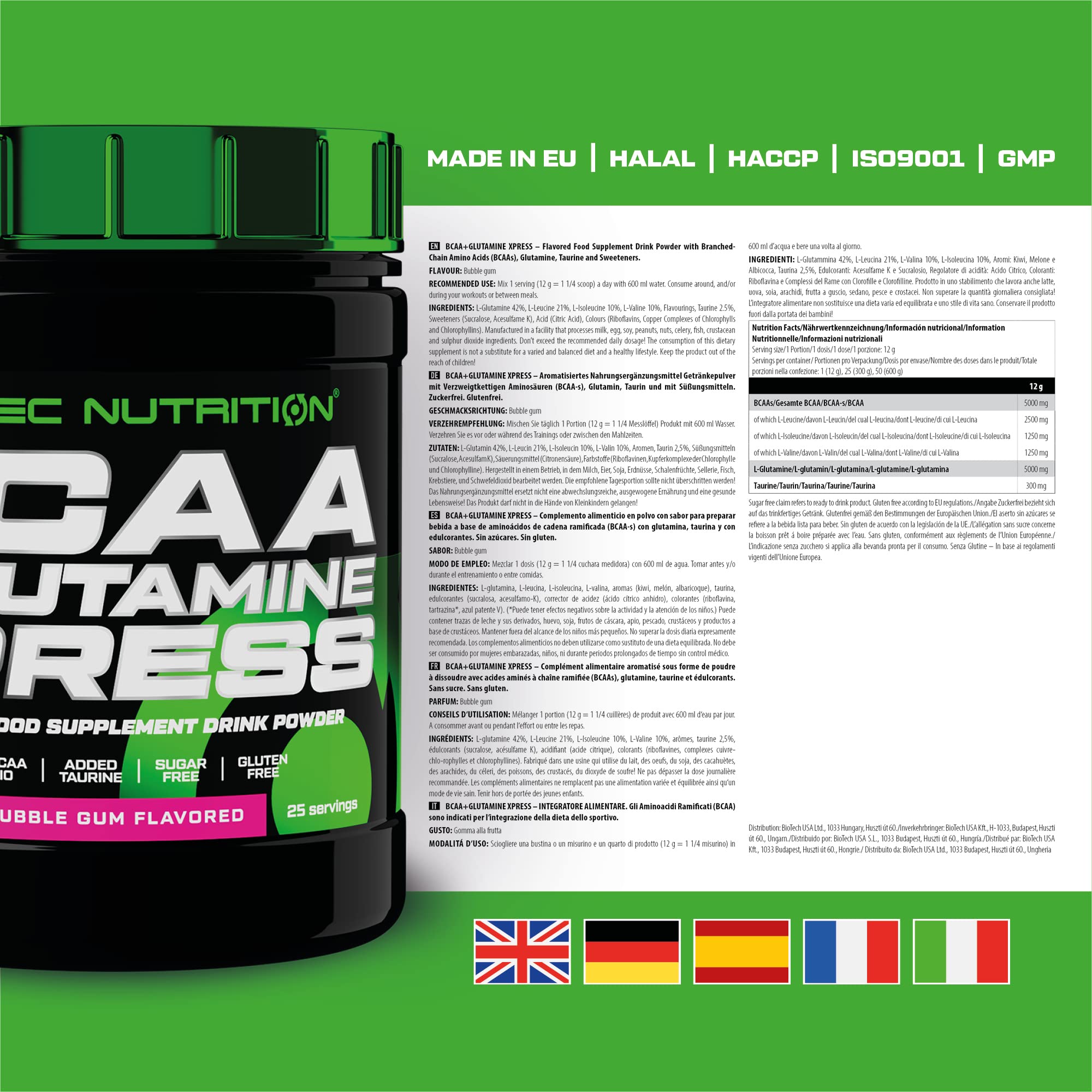 SciTec BCAA + Glutamine XPress Bubble Gum - 300g - Sense42 Beauty and Health
