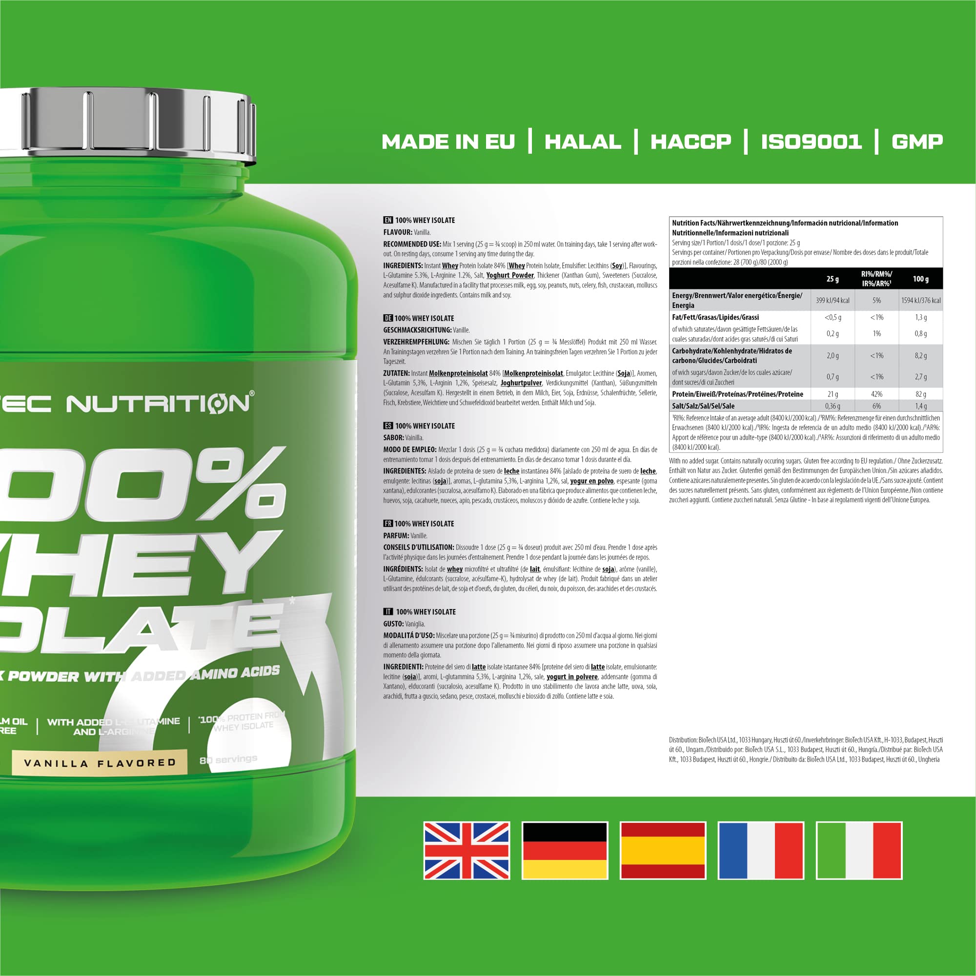 SciTec 100% Whey Isolate Vanilla - 2000g - Sense42 Beauty and Health
