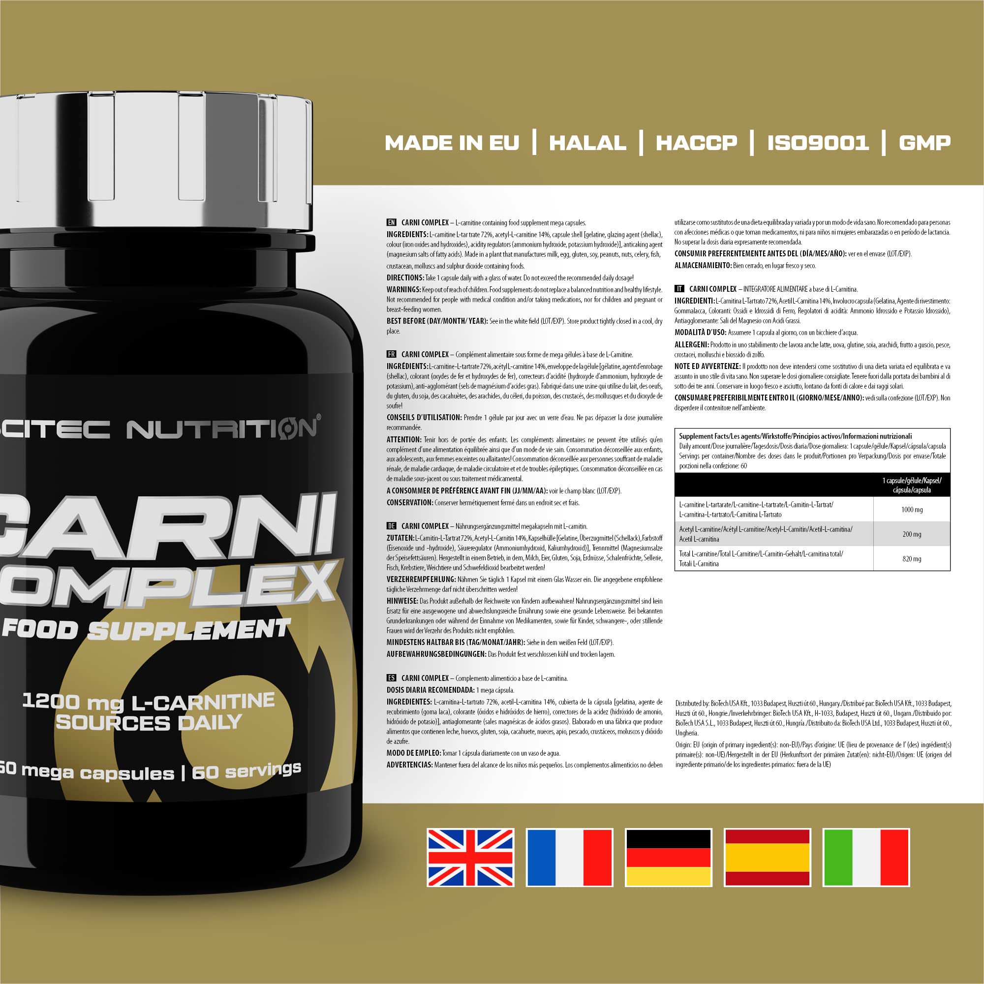 Scitec Nutrition Carni Complex – Advanced Amino Acid Derivative Formula – for Optimal Fat Metabolism – with L-Carnitine, 60 Capsules - Sense42 Beauty and Health