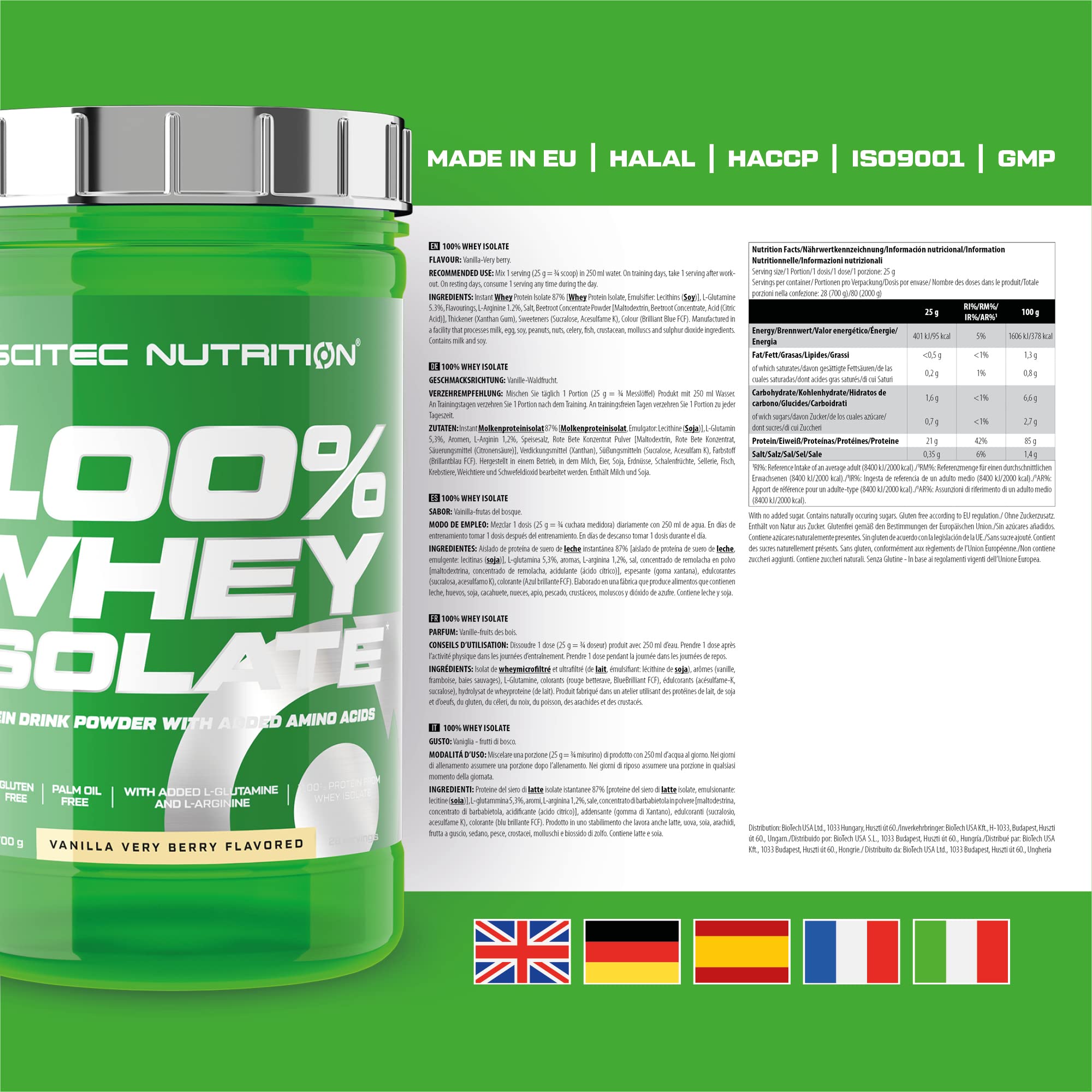 SciTec 100% Whey Isolate Vanilla Very Berry - 700g - Sense42 Beauty and Health