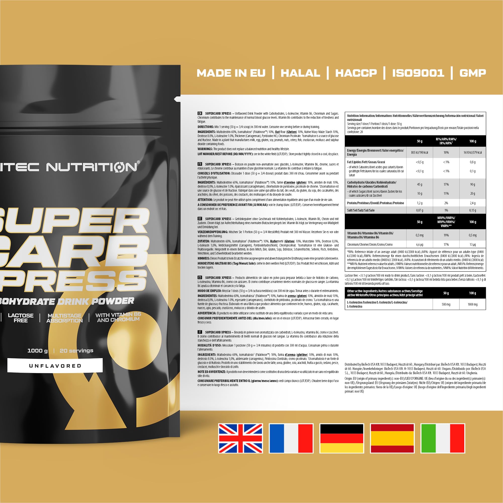 SciTec Super Carb Xpress Unflavored - 1000g - Sense42 Beauty and Health