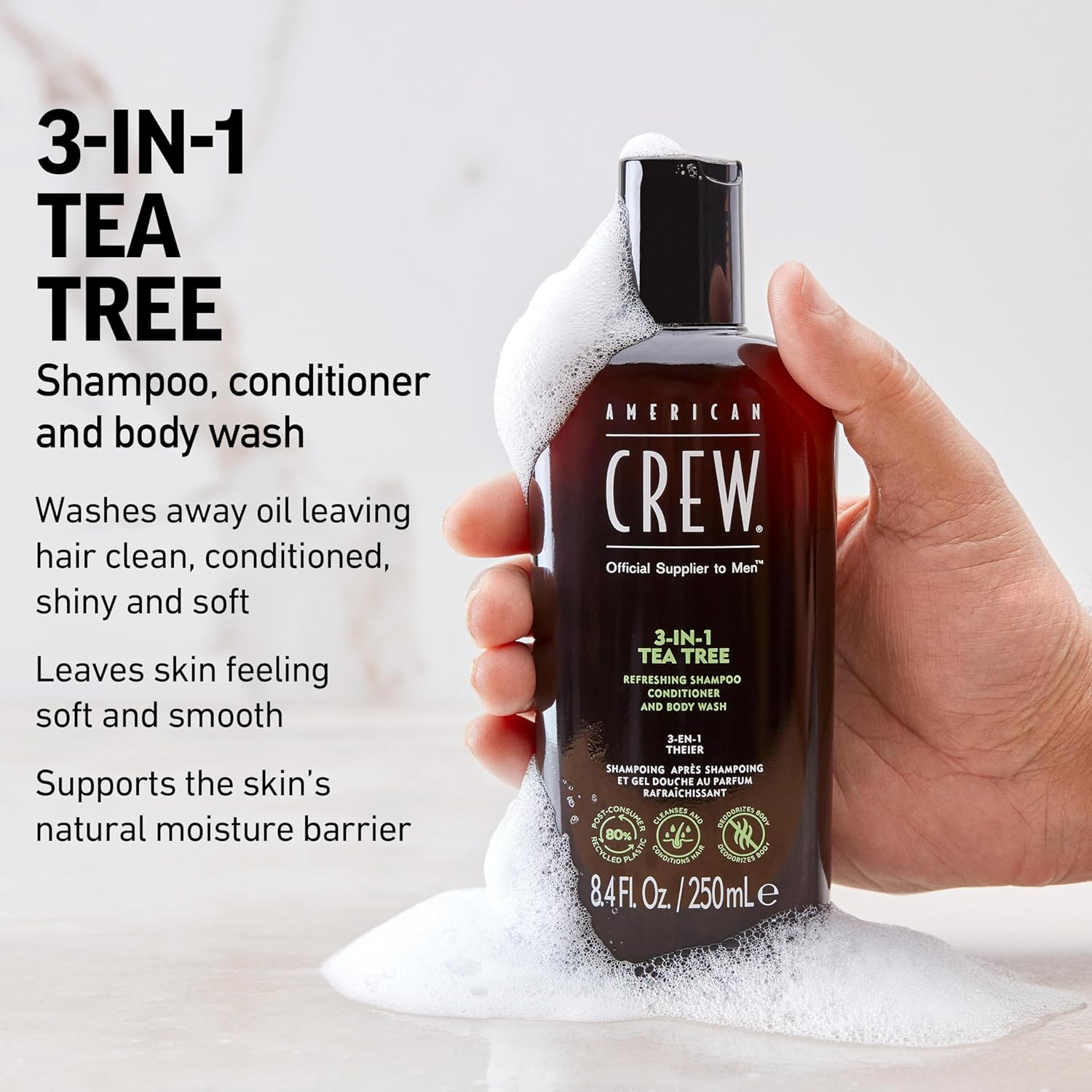 American Crew Hair & Body 3-IN-1 Tea Tree Shampoo, Conditioner and Shower Gel 1000ml - Sense42 Beauty and Health