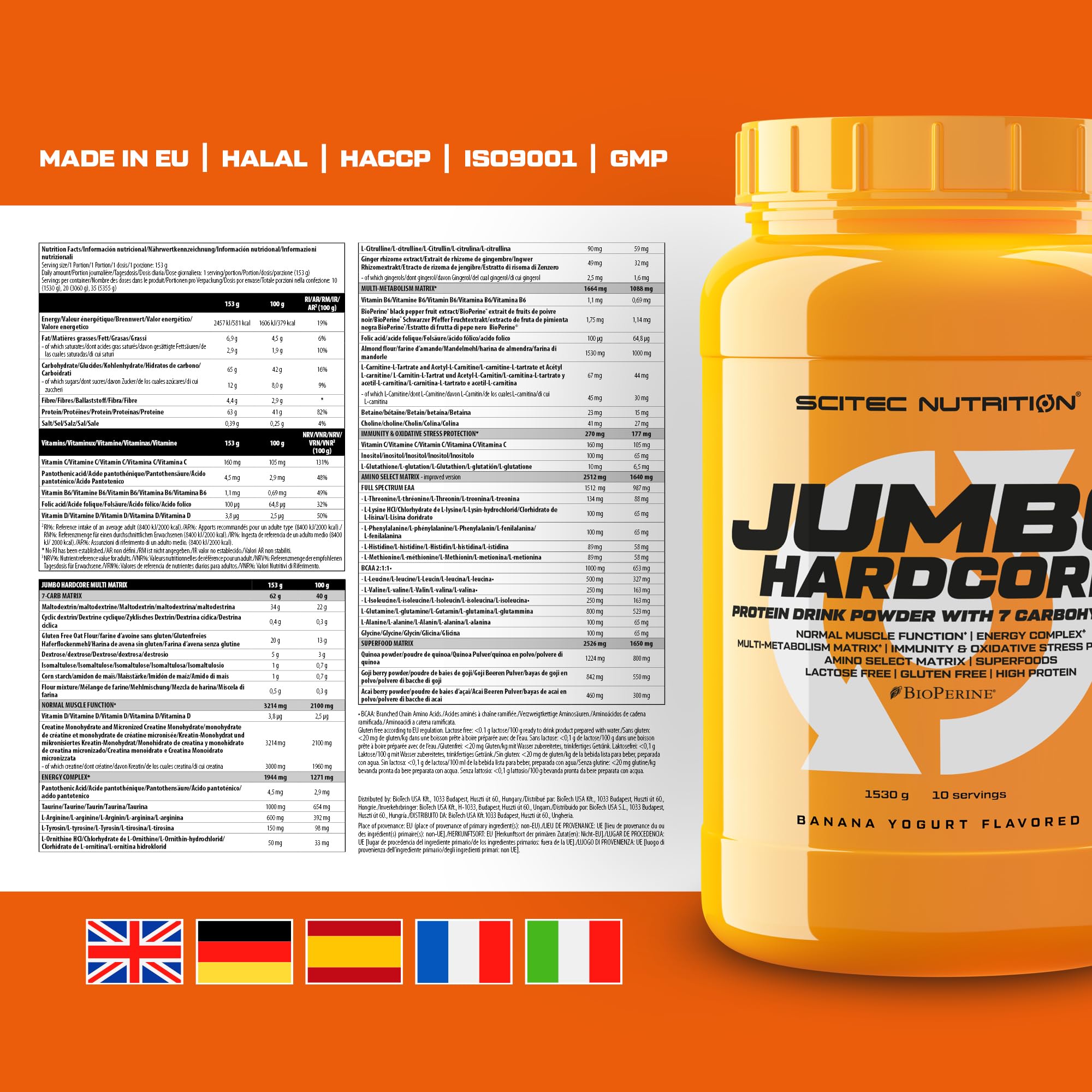 Scitec Nutrition Jumbo Hardcore, 1530 g, Banana Yogurt - Sense42 Beauty and Health