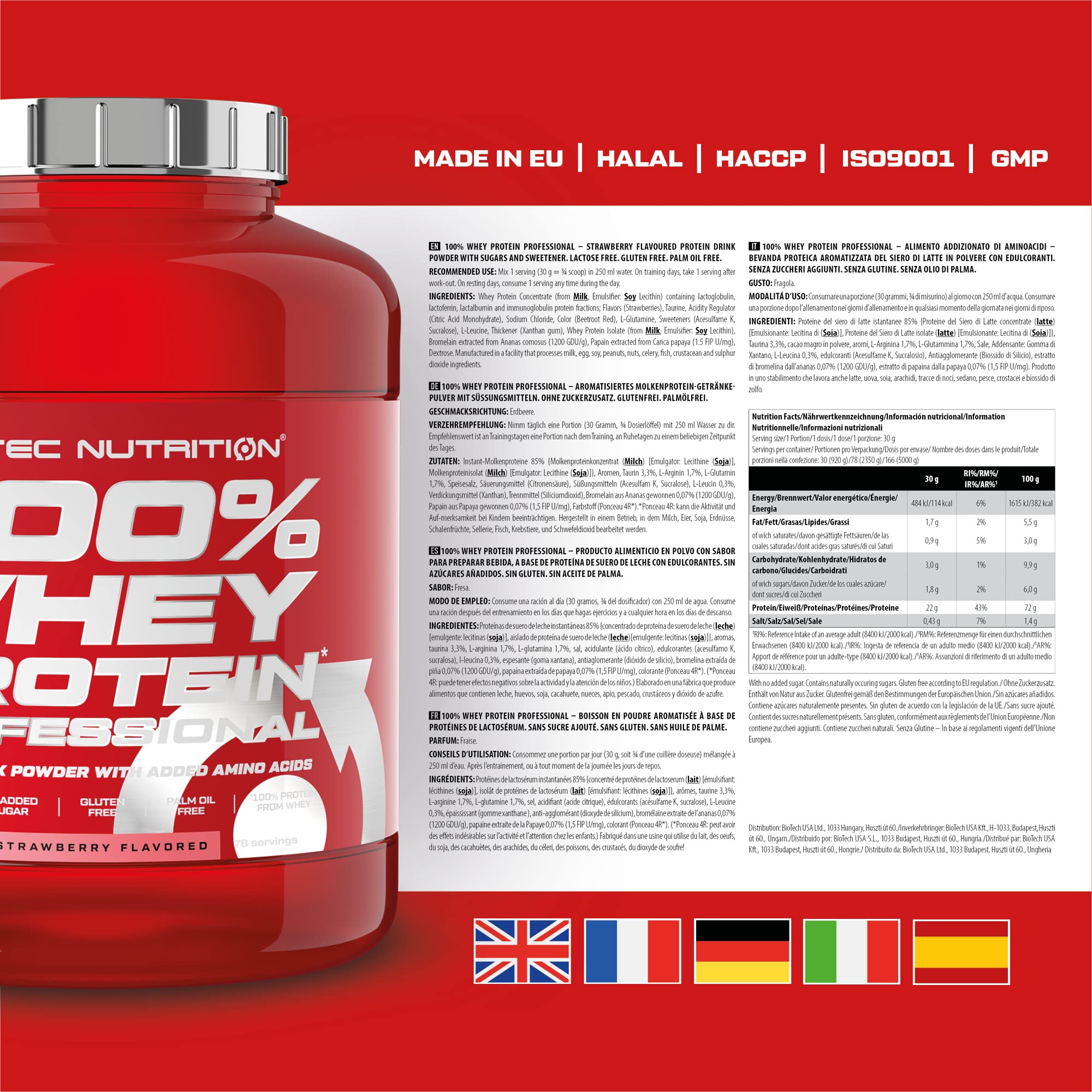 SciTec 100% Whey Protein Professional Strawberry - 2350g - Sense42 Beauty and Health