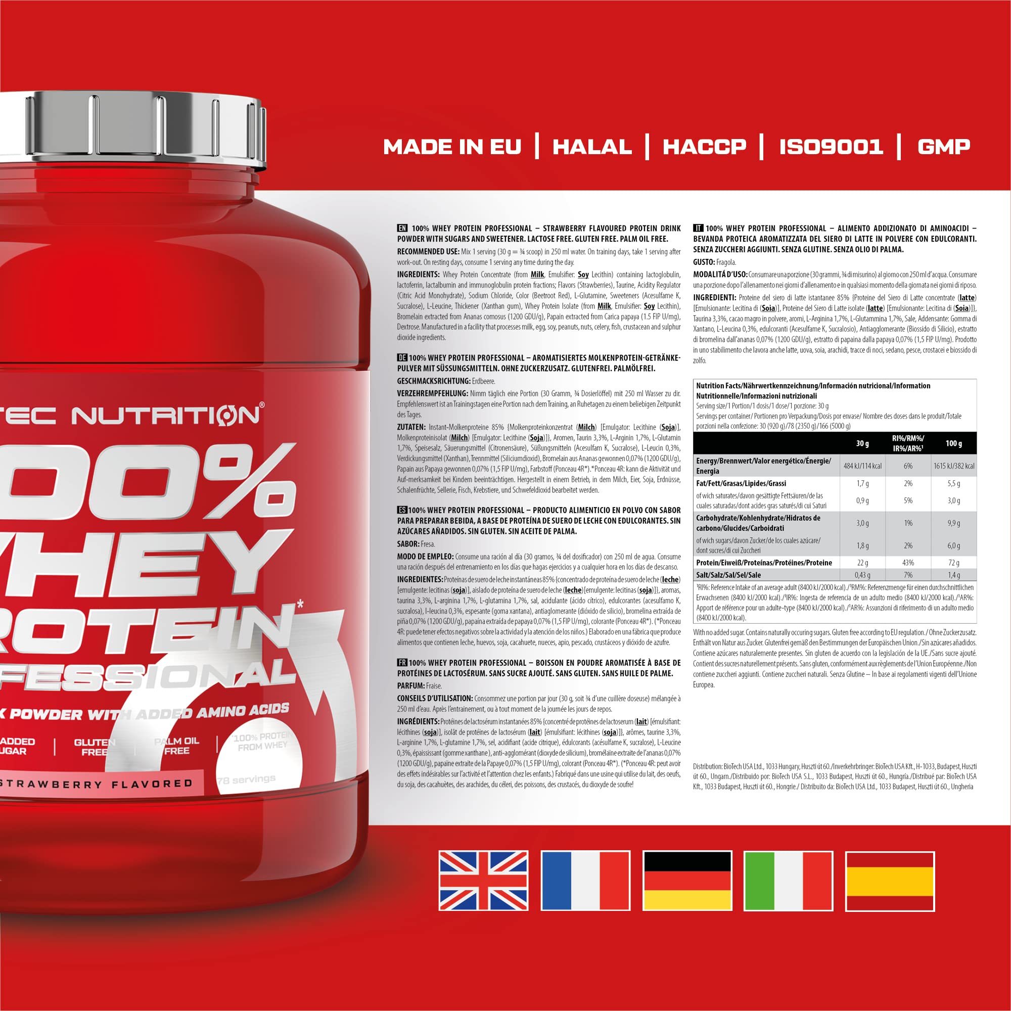 Scitec Nutrition 100% Whey Professional Protein Powder - 2350g, Strawberry