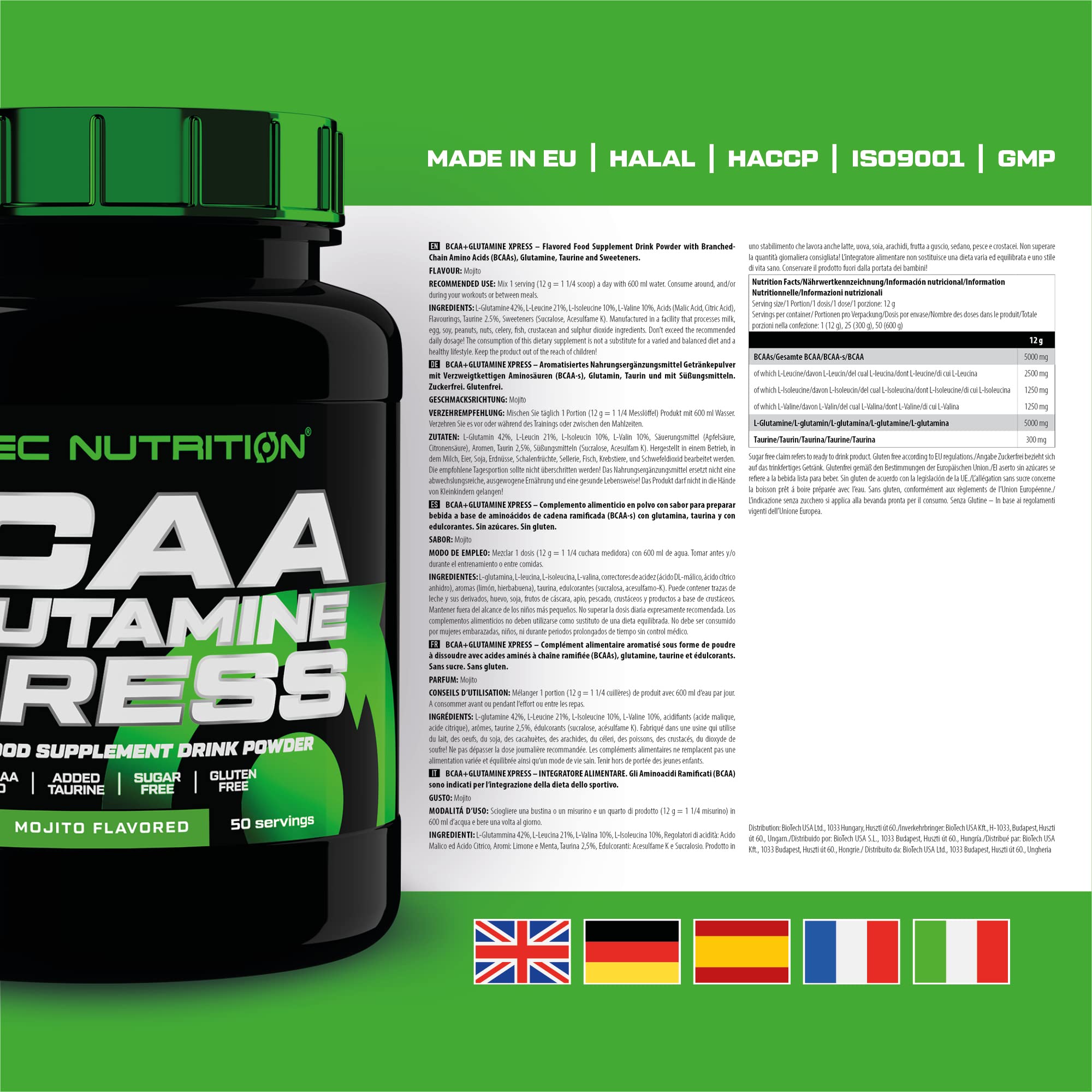 SciTec BCAA + Glutamine XPress Mojito - 600g - Sense42 Beauty and Health