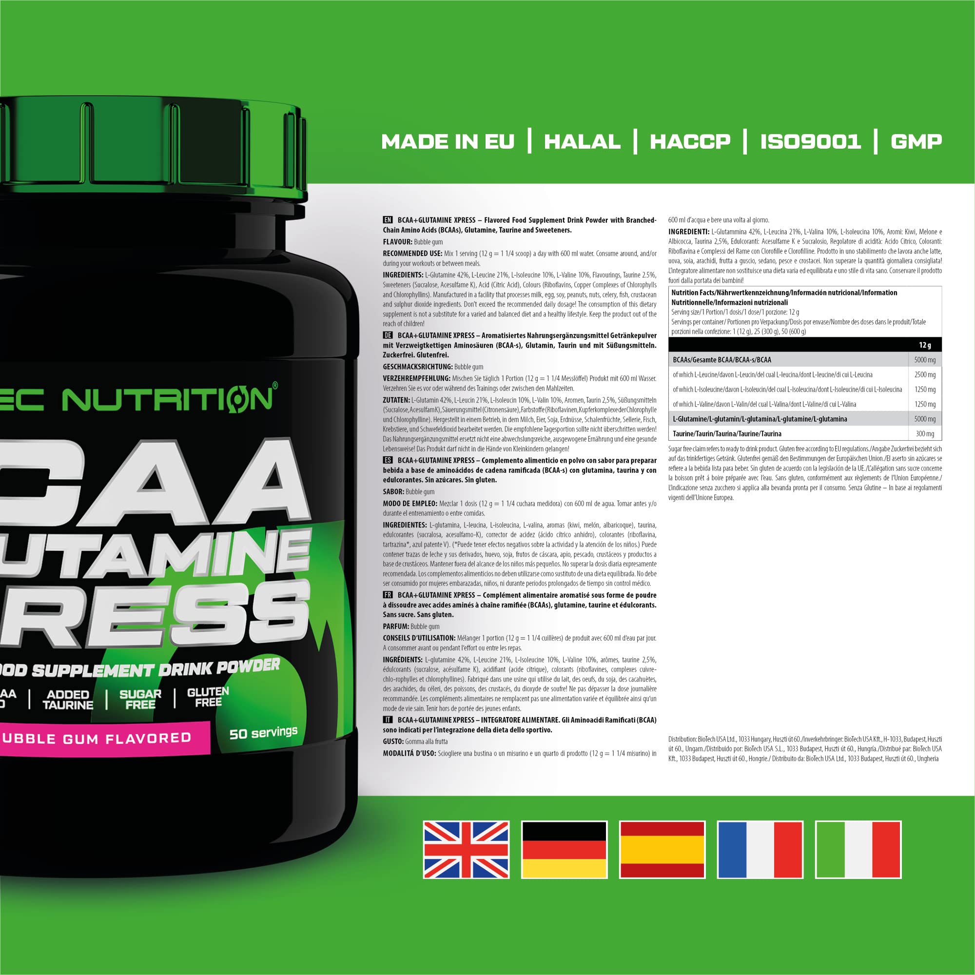 SciTec BCAA + Glutamine XPress Bubble Gum - 600g - Sense42 Beauty and Health
