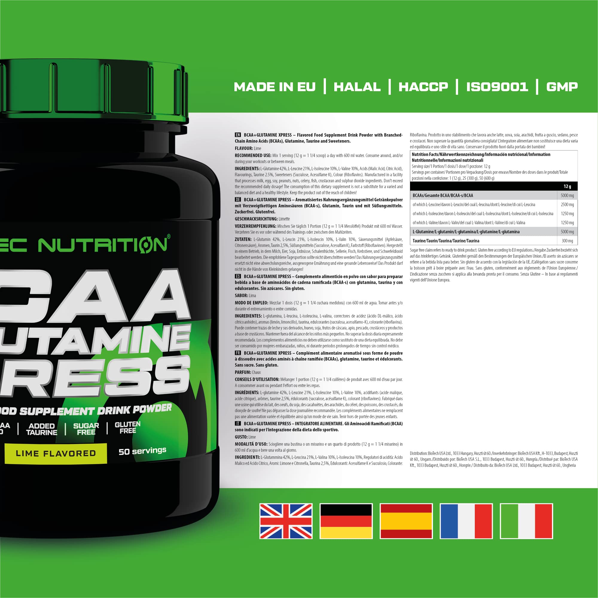 SciTec BCAA + Glutamine XPress Lime - 600g - Sense42 Beauty and Health