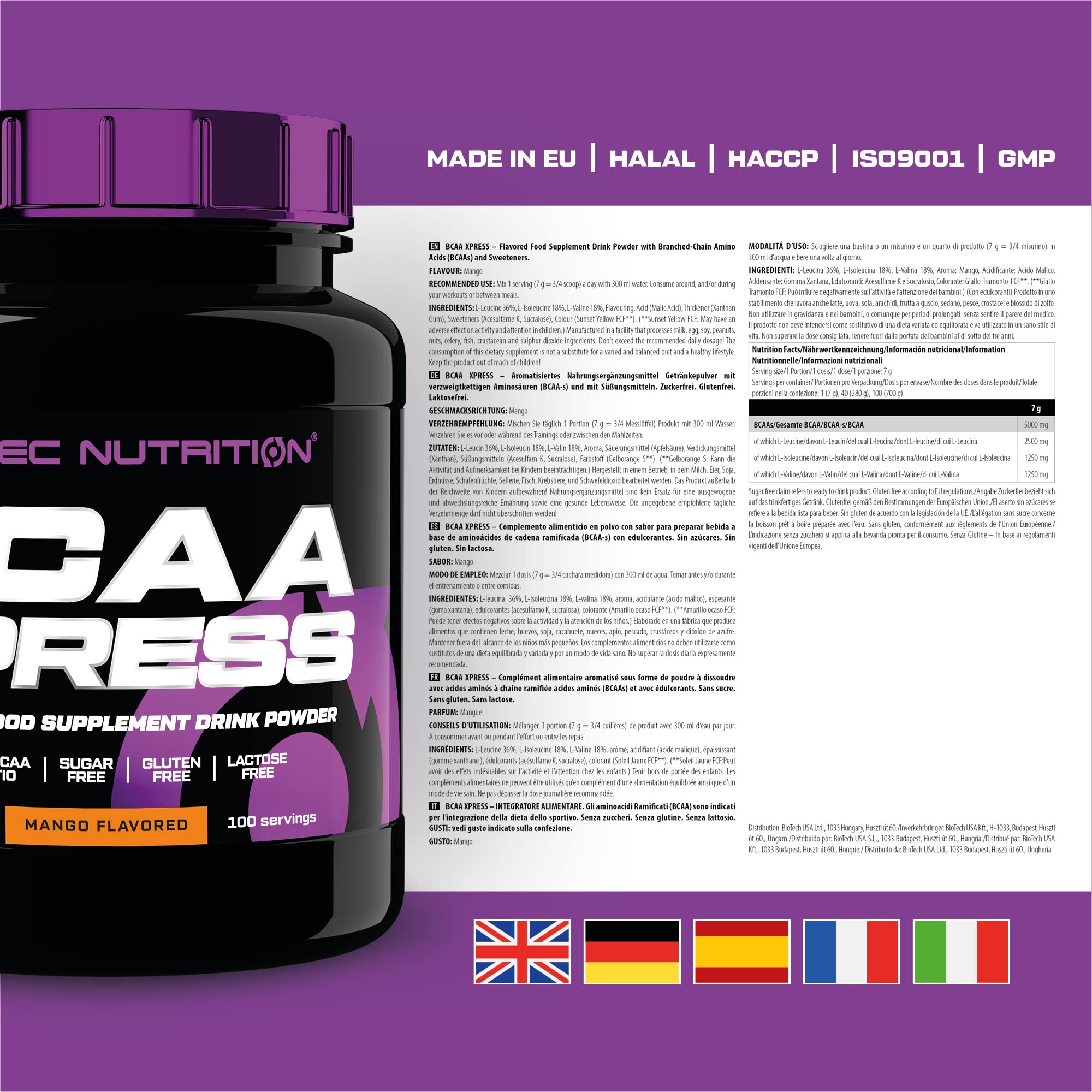 Scitec Nutrition BCAA Xpress Amino Acid Powder - 700g, Mango - Sense42 Beauty and Health