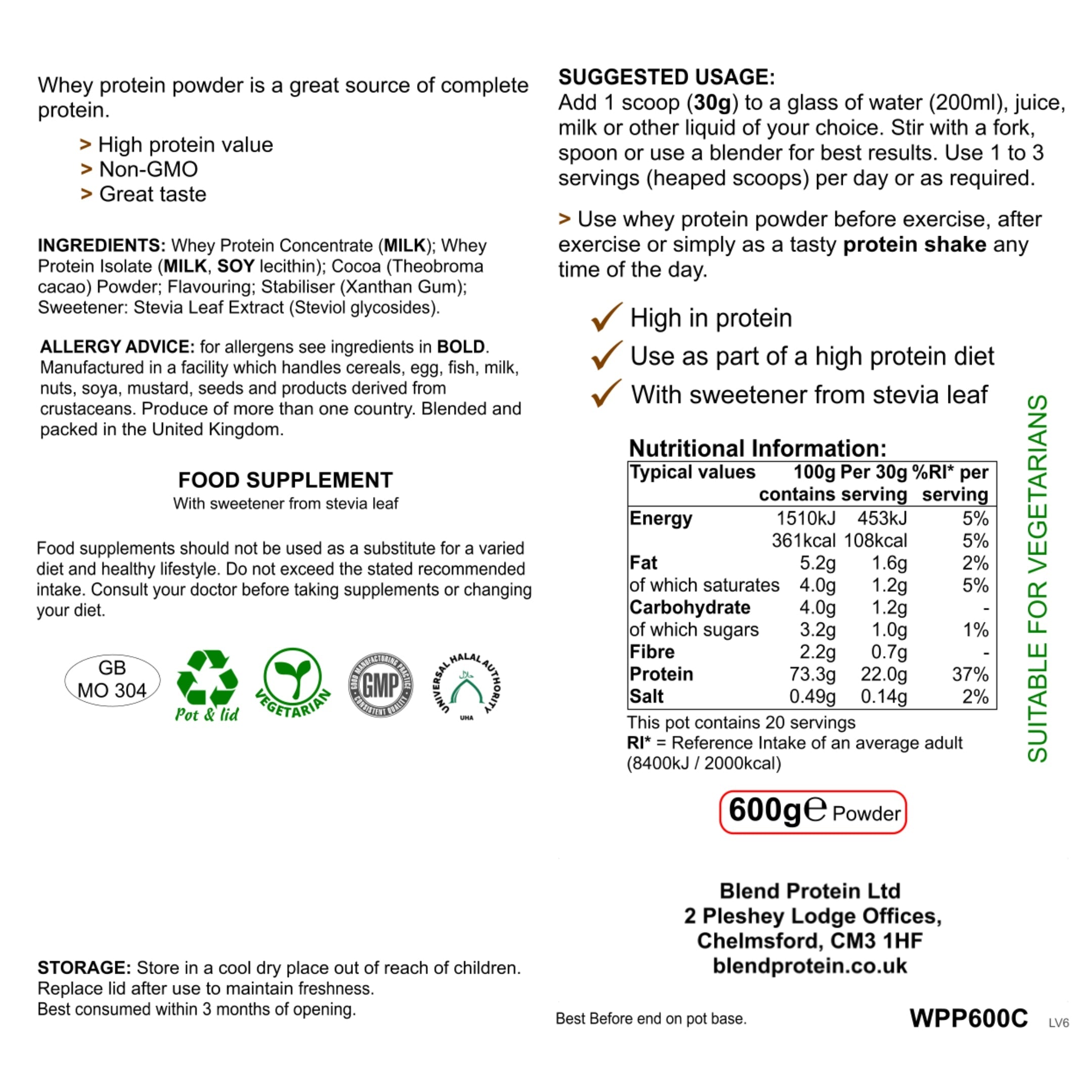 Whey Protein Powder - Chocolate Flavour