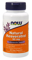 Natural Resveratrol with Red Wine Extract, Green Tea & Grape Seed, 50mg - 60 vcaps - Sense42 Beauty and Health
