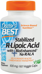 Stabilized R-Lipoic Acid with Na-RALA, 100mg - 60 vcaps - Sense42 Beauty and Health