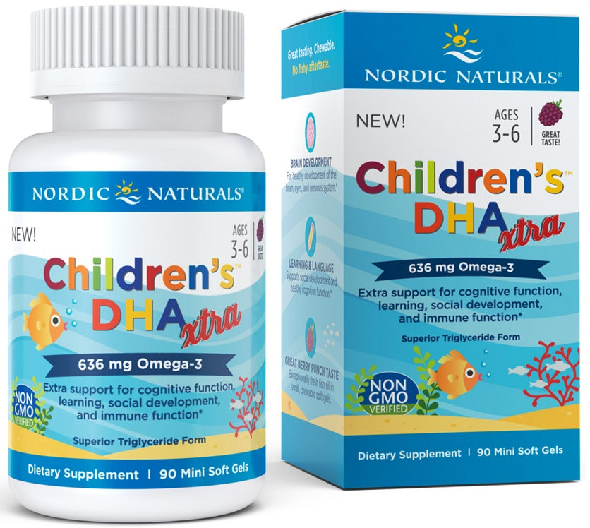 Children's DHA Xtra, 636mg Berry Punch - 90 mini softgels - Sense42 Beauty and Health