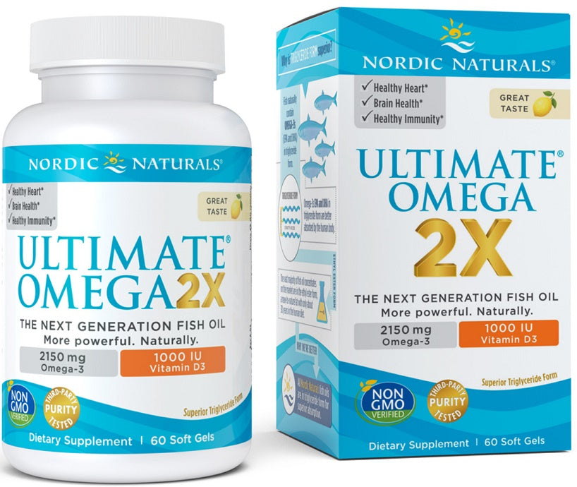 Ultimate Omega 2X with Vitamin D3, 2150mg Lemon - 60 softgels - Sense42 Beauty and Health