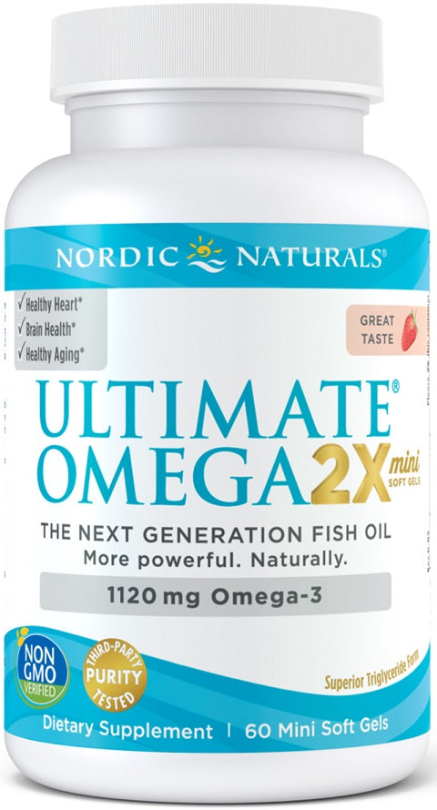 Ultimate Omega 2X Mini, 1120mg Strawberry - 60 mini softgels - Sense42 Beauty and Health
