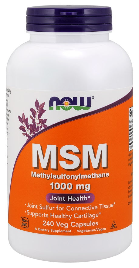 NOW Foods MSM Methylsulphonylmethane 1000mg - 240 vcaps - Sense42 Beauty and Health