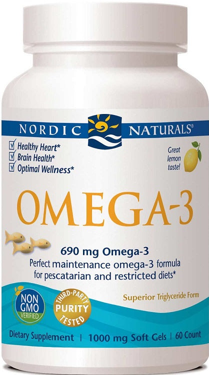 Omega-3, 690mg Lemon (Fish Gelatin) - 60 softgels - Sense42 Beauty and Health