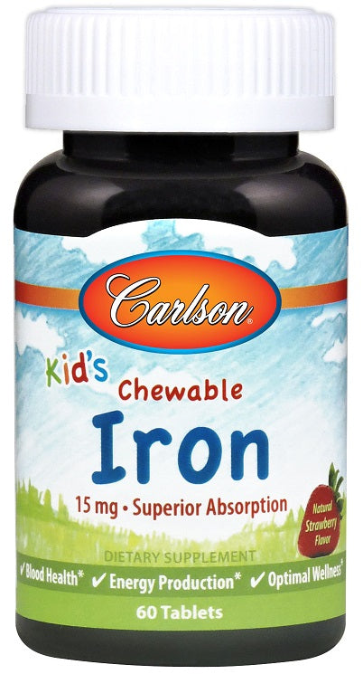 Kid's Chewable Iron, 15mg Strawberry - 60 tablets - Sense42 Beauty and Health