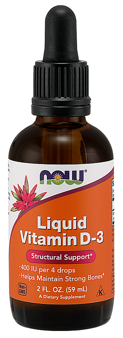 NOW Foods Vitamin D-3 Liquid, 400 IU - 59 ml. - Sense42 Beauty and Health