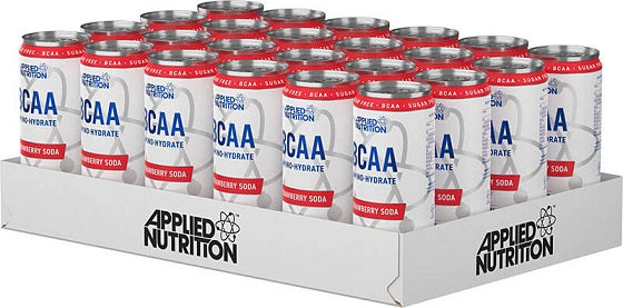 BCAA Amino-Hydrate Caffeine Free Cans, Strawberry Soda - 24 x 330 ml. - Sense42 Beauty and Health