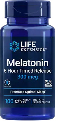 Melatonin 6 Hour Timed Release, 300mcg - 100 vegetarian tabs - Sense42 Beauty and Health
