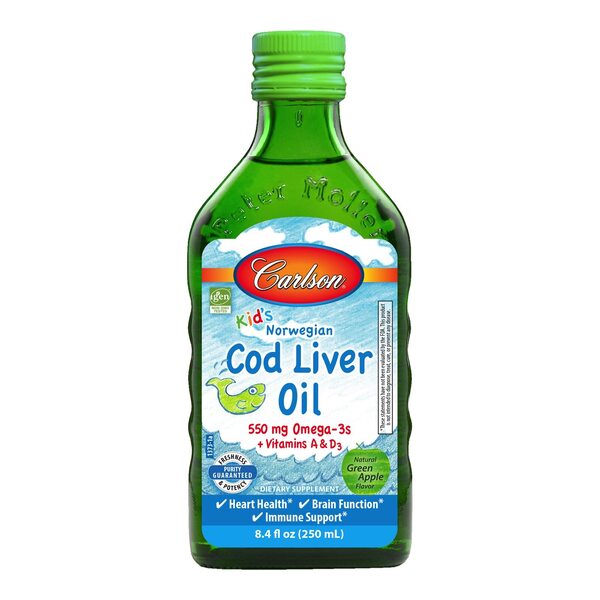Kid's Cod Liver Oil, 550mg Natural Green Apple - 250 ml. - Sense42 Beauty and Health
