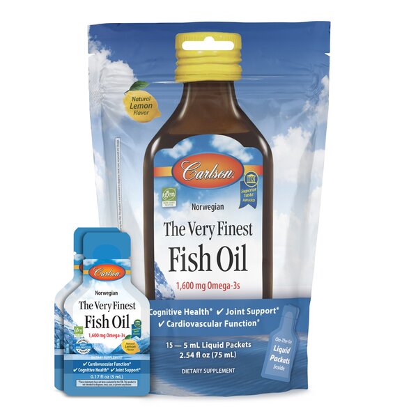 The Very Finest Fish Oil - 1600mg Omega-3s, Natural Lemon (Pouch of Packets) - 15 x 5 ml. - Sense42 Beauty and Health