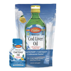 Wild Norwegian Cod Liver Oil, 1100mg Natural Lemon (Pouch of Packets) - 15 x 5 ml. - Sense42 Beauty and Health