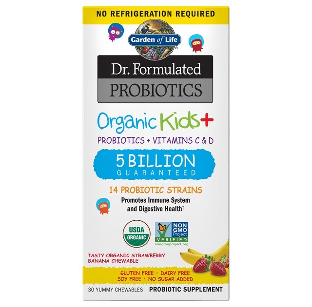 Dr. Formulated Probiotics Organic Kids+, Strawberry Banana - 30 chewables - Sense42 Beauty and Health