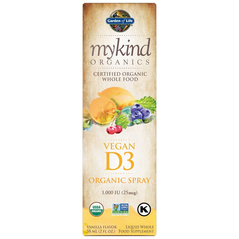 Mykind Organics Vegan D3 Organic Spray, 1000 IU (Vanilla) - 58 ml. - Sense42 Beauty and Health