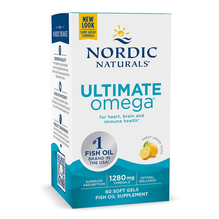 Ultimate Omega, 1280mg Lemon (EAN 768990017902) - 60 softgels - Sense42 Beauty and Health