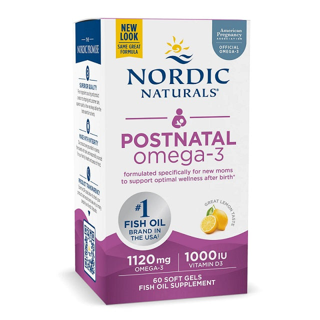 Postnatal Omega-3, 1120mg Lemon - 60 softgels - Sense42 Beauty and Health