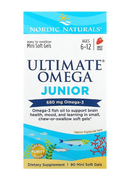 Ultimate Omega Junior, 680mg Strawberry - 90 mini softgels - Sense42 Beauty and Health