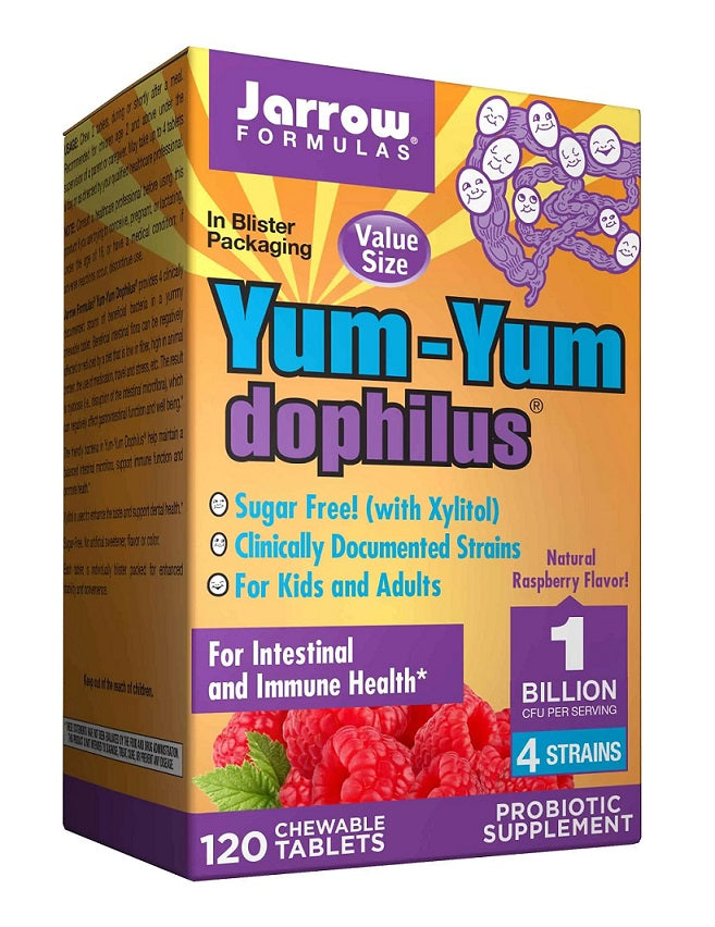 Yum-Yum Dophilus, 1 Billion CFU (Raspberry) - 120 chewable tabs - Sense42 Beauty and Health