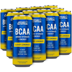 BCAA Amino-Hydrate + Energy Cans, Cloudy Lemonade - 12 x 330 ml. - Sense42 Beauty and Health