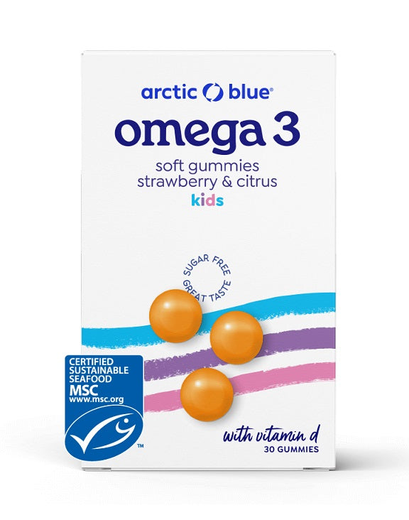 Omega-3 Kids Soft Gummies with Vitamin D, Strawberry & Citrus - 30 gummies - Sense42 Beauty and Health