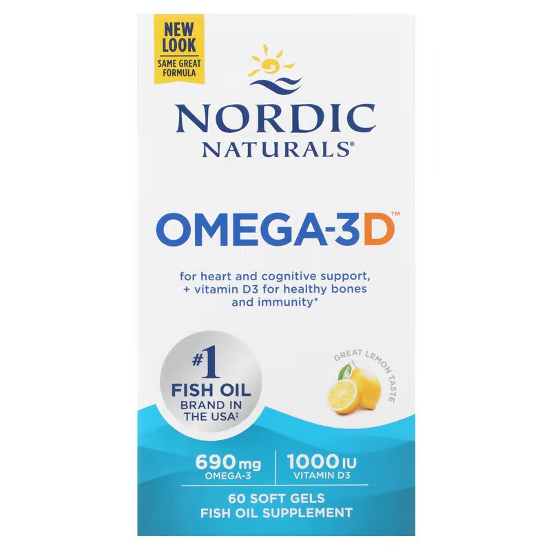 Omega-3D, 690mg Lemon - 60 softgels - Sense42 Beauty and Health