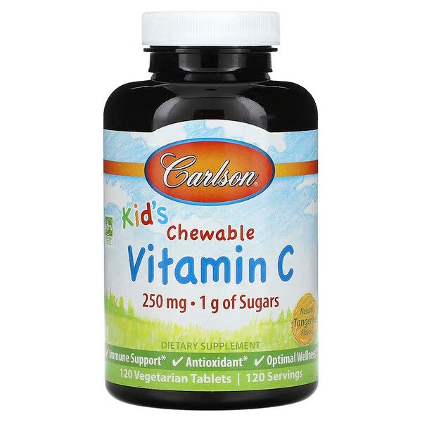 Kid's Chewable Vitamin C, 250mg Natural Tangerine - 120 vegetarian tablets - Sense42 Beauty and Health