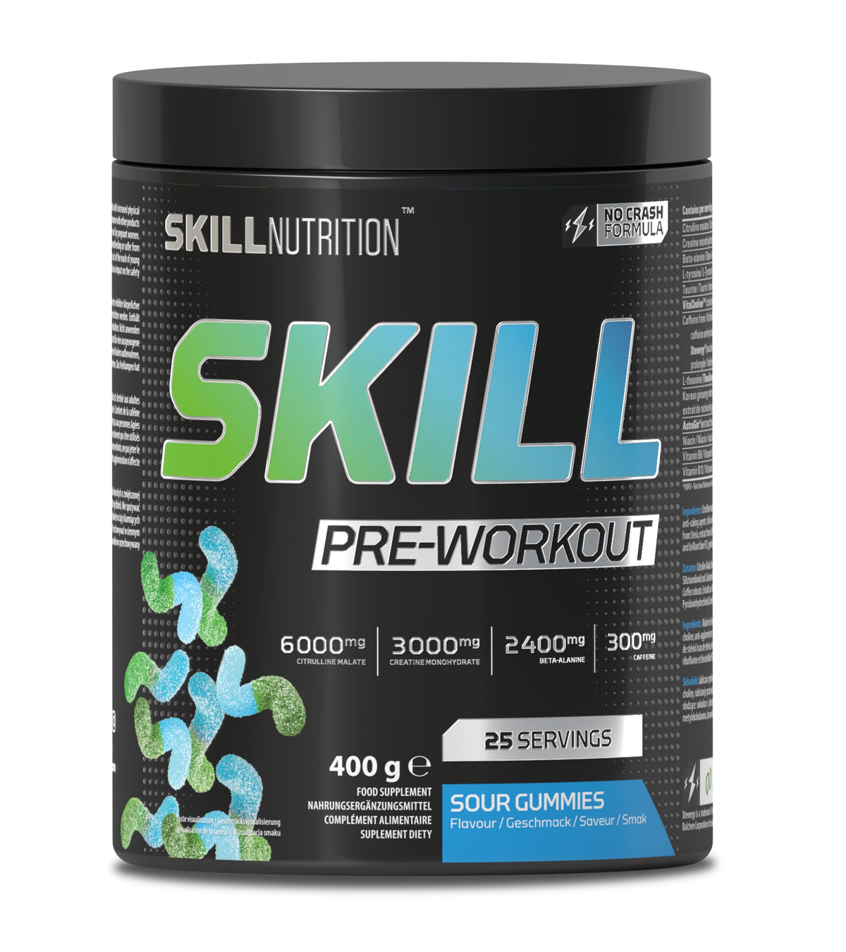 Skill Nutrition Skill Pre-Workout, Sour Gummies - 400g