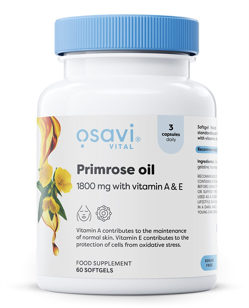 Osavi Primrose Oil with Vitamin A & E, 1800mg - 60 softgels