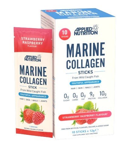 Applied Nutrition Marine Collagen Sticks, Strawberry Raspberry - 10 x 12g