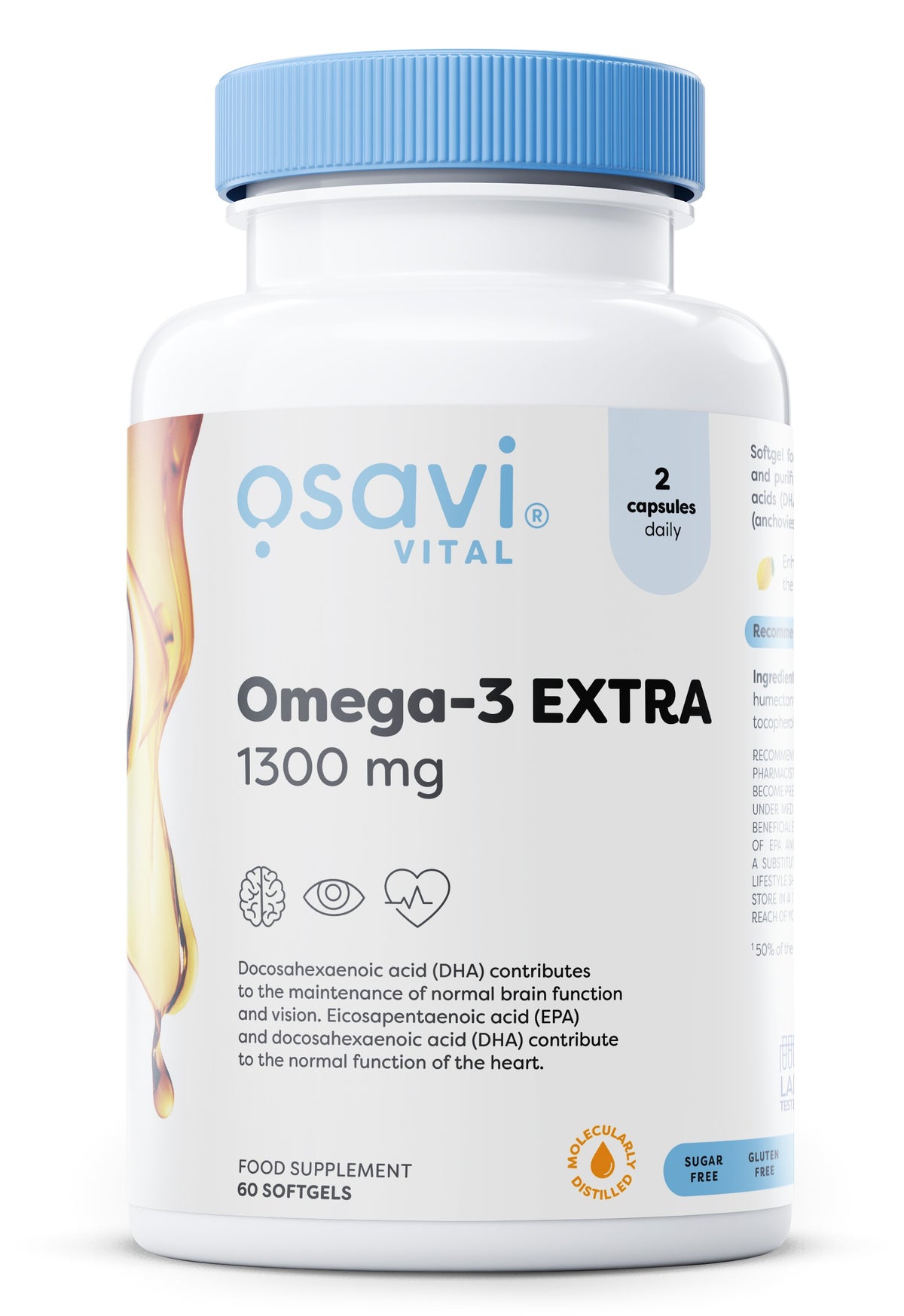 Osavi Omega-3 Extra Molecularly Distilled, 1300mg (Lemon) - 60 softgels