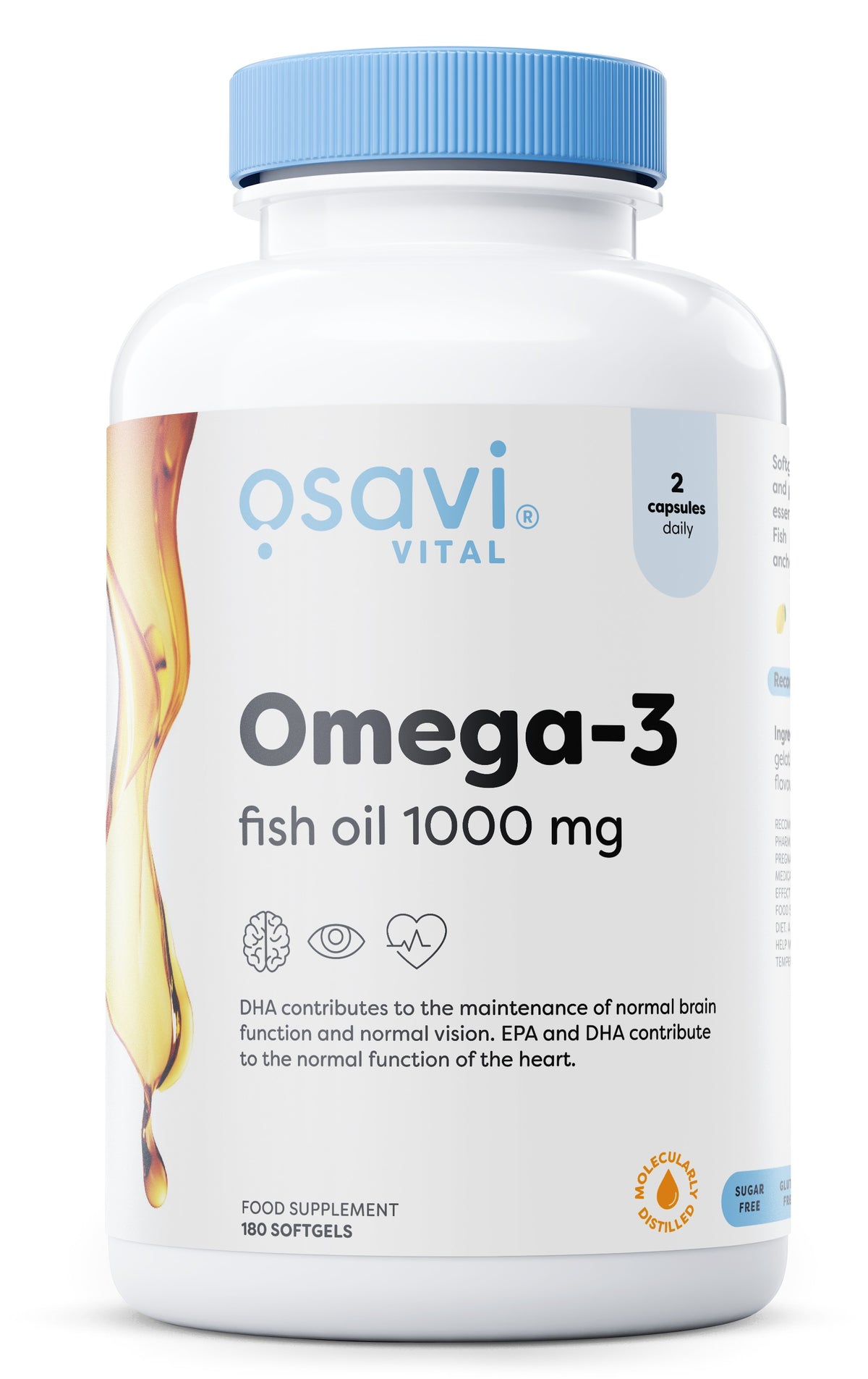 Osavi Omega-3 Fish Oil Molecularly Distilled, 1000mg - 180 softgels