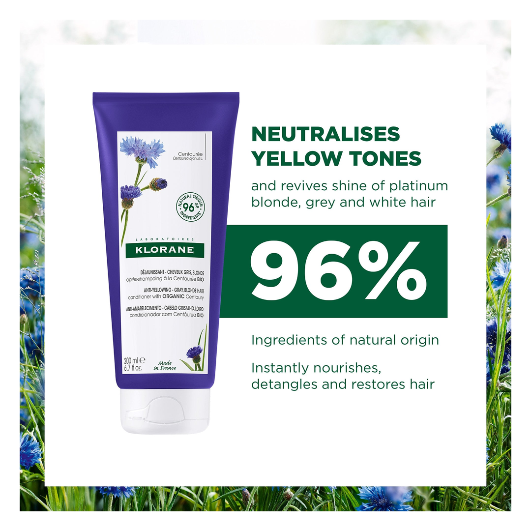 Klorane Centaury Anti-Yellowing Conditioner for Grey and Blonde Hair - Sense42 Beauty and Health