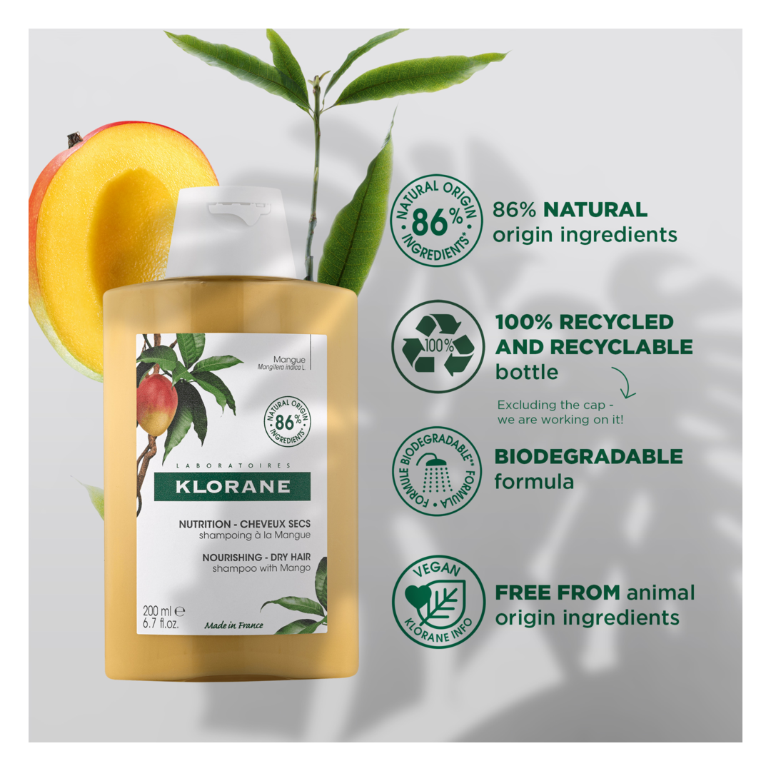 Klorane Mango Nourishing Shampoo for Dry Hair - 200ml - Sense42 Beauty and Health